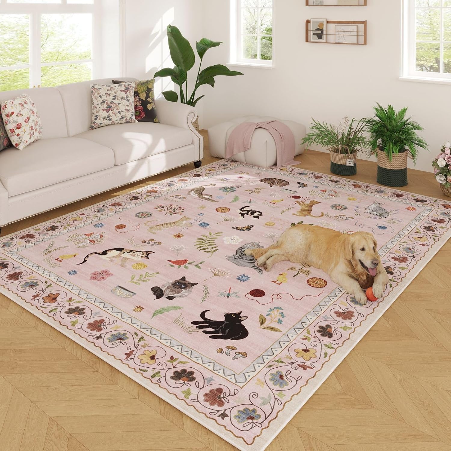 Rugcomf 8x10 Area Rug for Living Room with Floral Design
