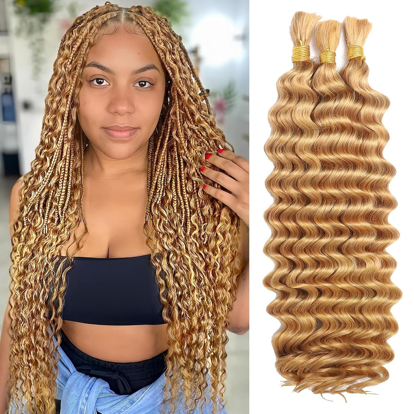 Human Braiding Hair for Boho Braids 24 Inch Curly Style