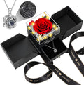 Preserved Red Real Rose with Heart Necklace for Eternal Love