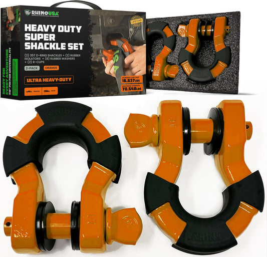 Rhino USA Super D Ring Shackles for Heavy Duty Towing & Recovery
