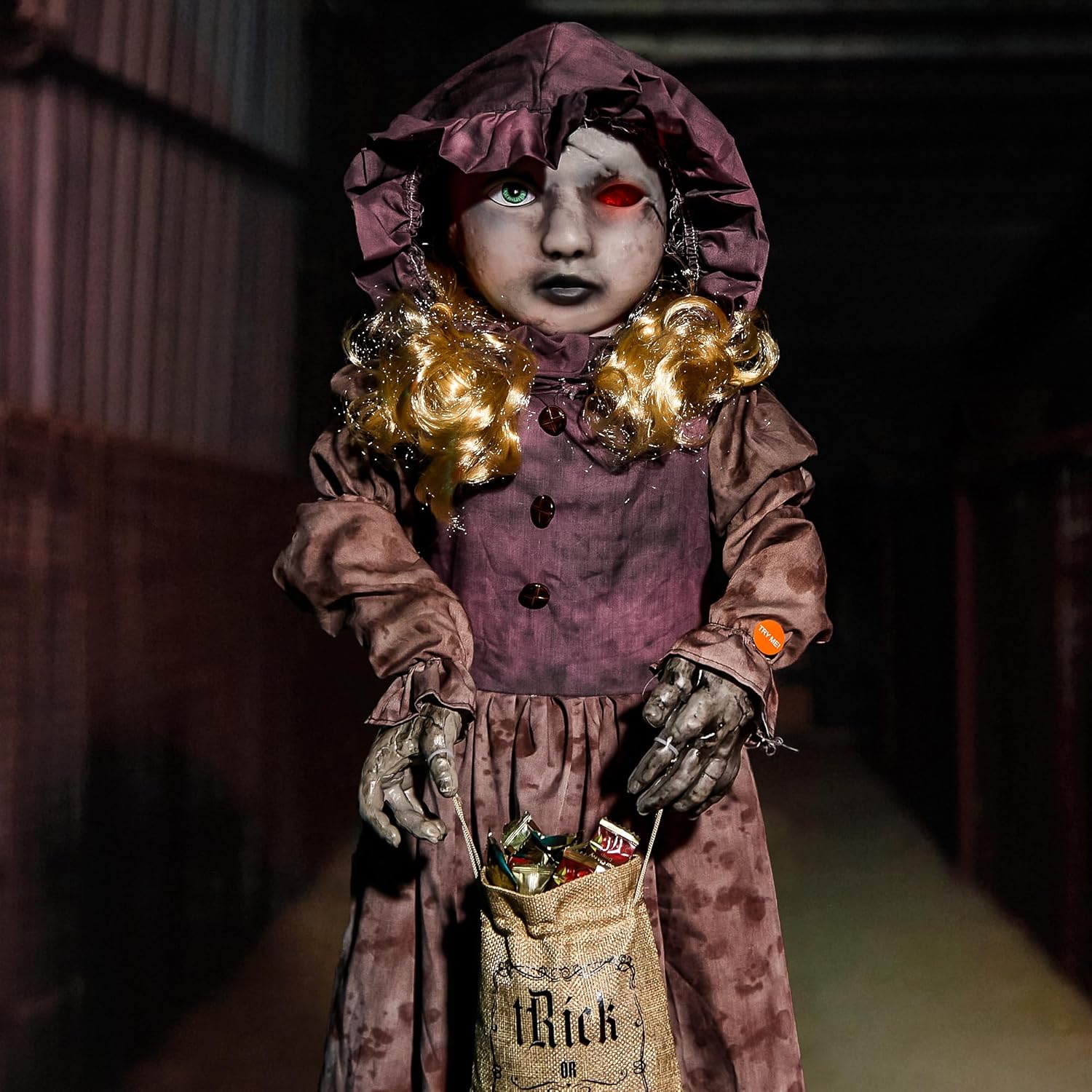 4FT Creepy Doll Animatronics for Halloween Decorations Outdoor