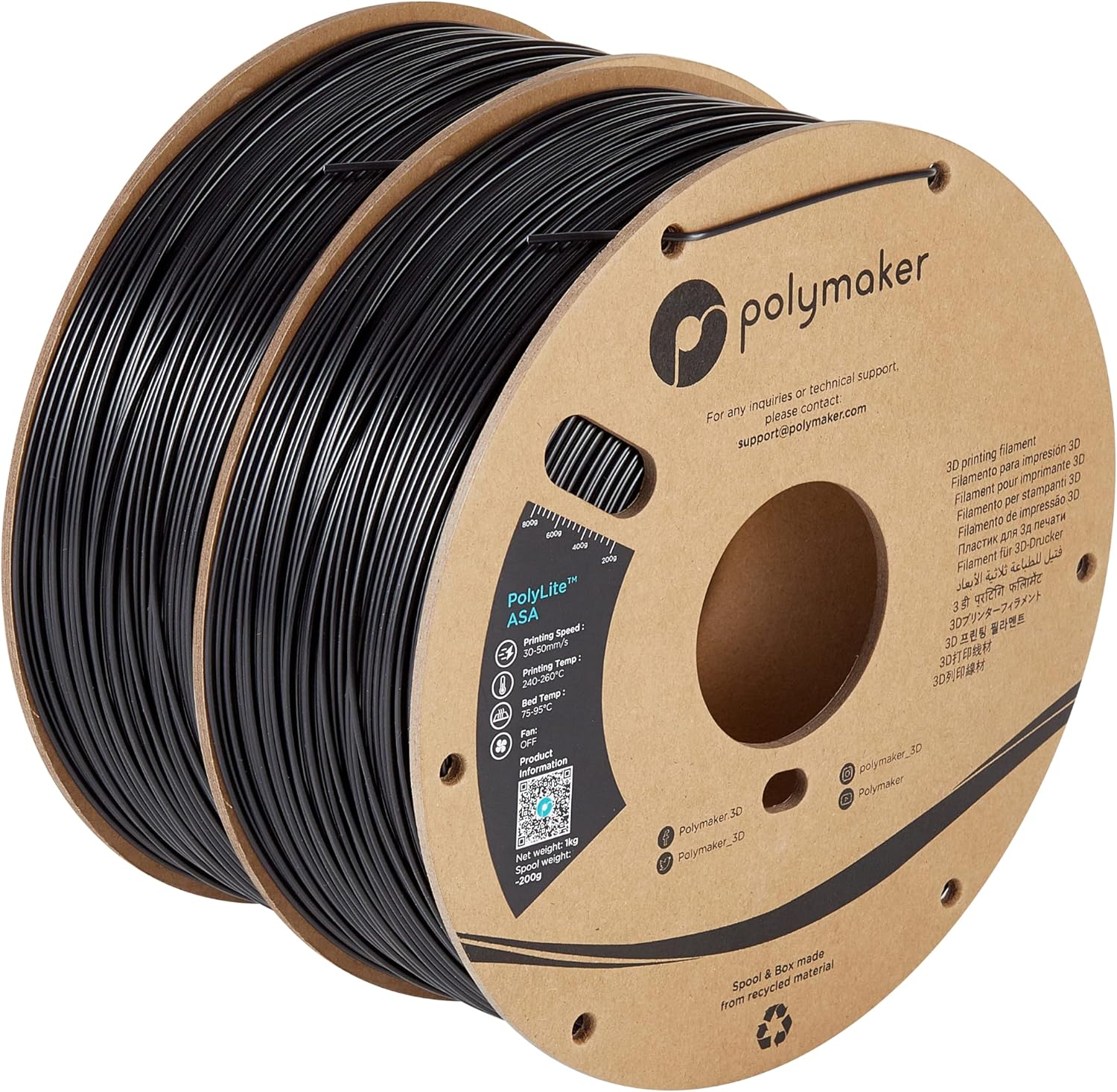 Polymaker ASA Filament 1.75mm Black for Outdoor Printing