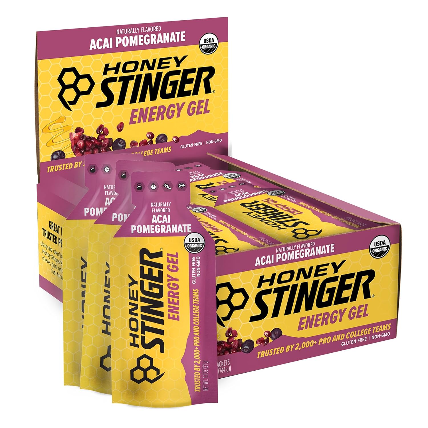 Honey Stinger Organic Acai Pomegranate Energy Gel for Performance