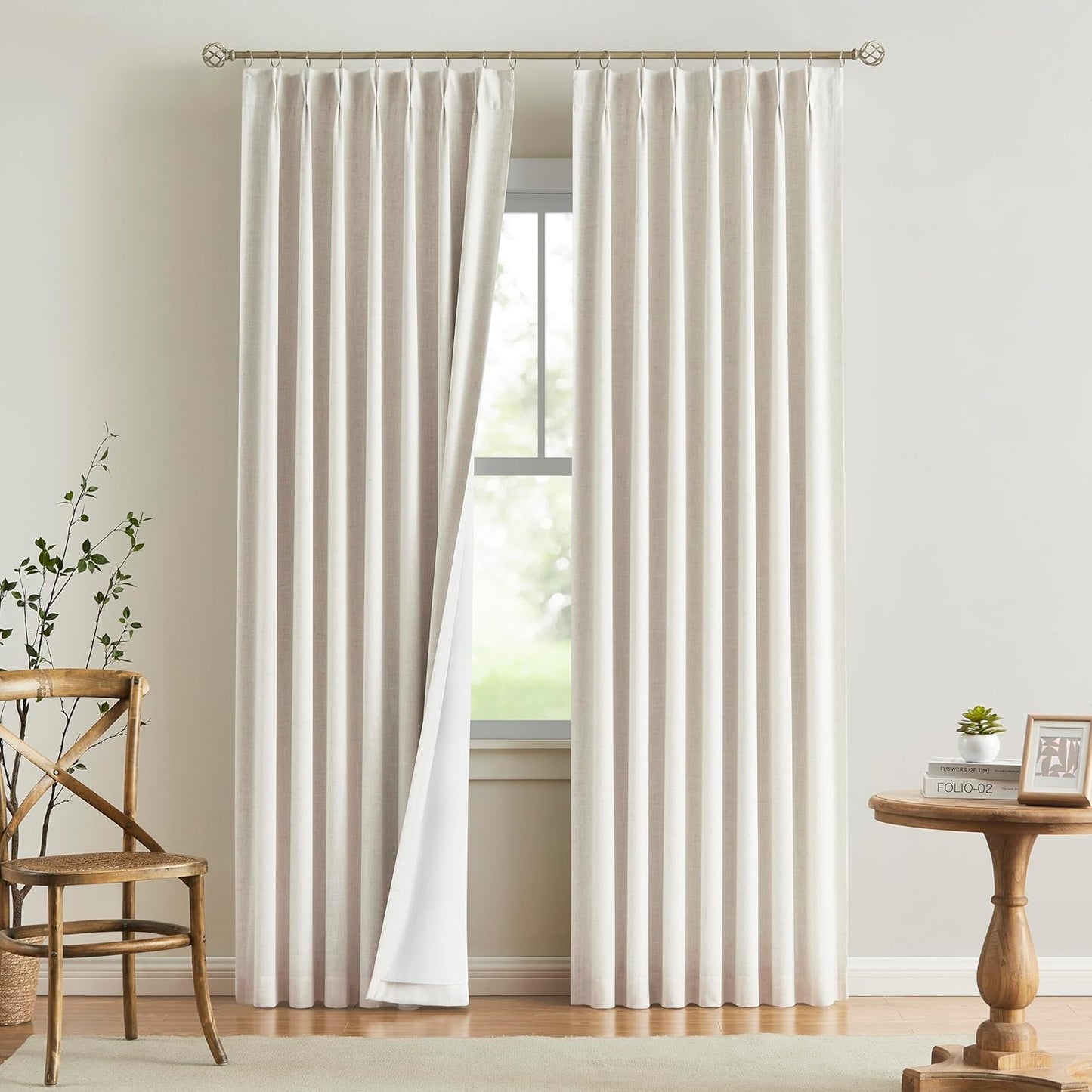 Natural Pinch Pleated Blackout Curtains for Elegant Living Spaces