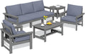 SERWALL 7-Piece Grey Frame Patio Sectional Sofa Set - All Weather