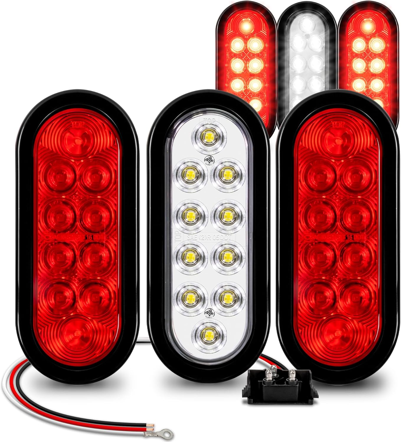 TRUE MODS 6in Oval LED Trailer Tail Light Kit for Safety