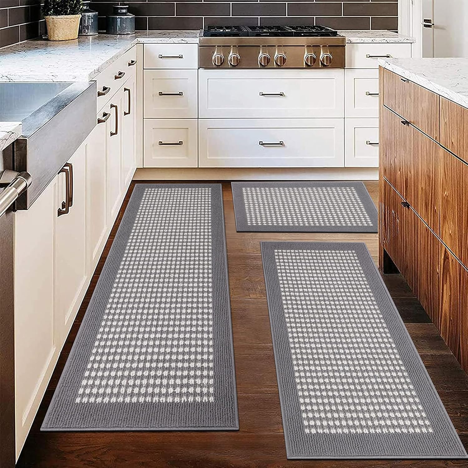 Ileading Kitchen Mat Sets 3 Piece Non Slip Water Absorbent Rugs