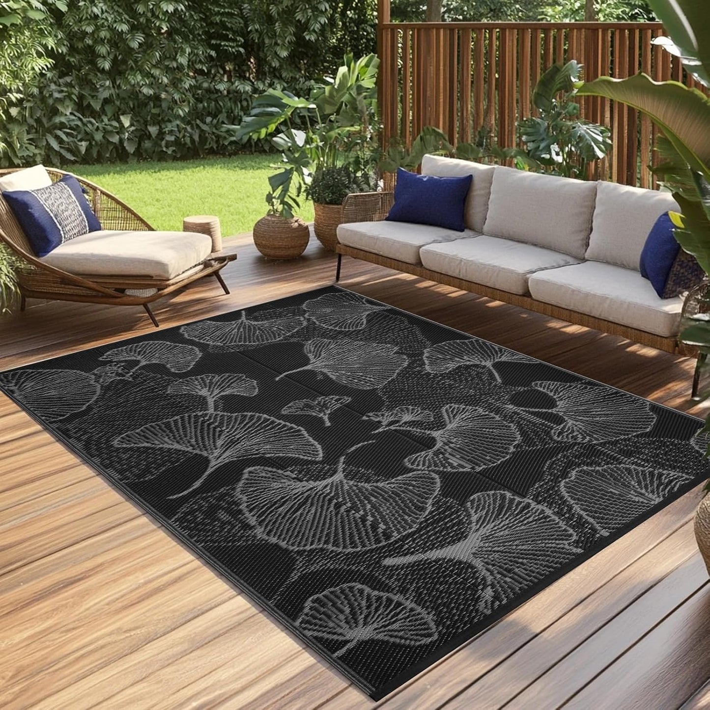 Pcinfuns Outdoor Patio Rugs 5ftx8ft Waterproof for Camping