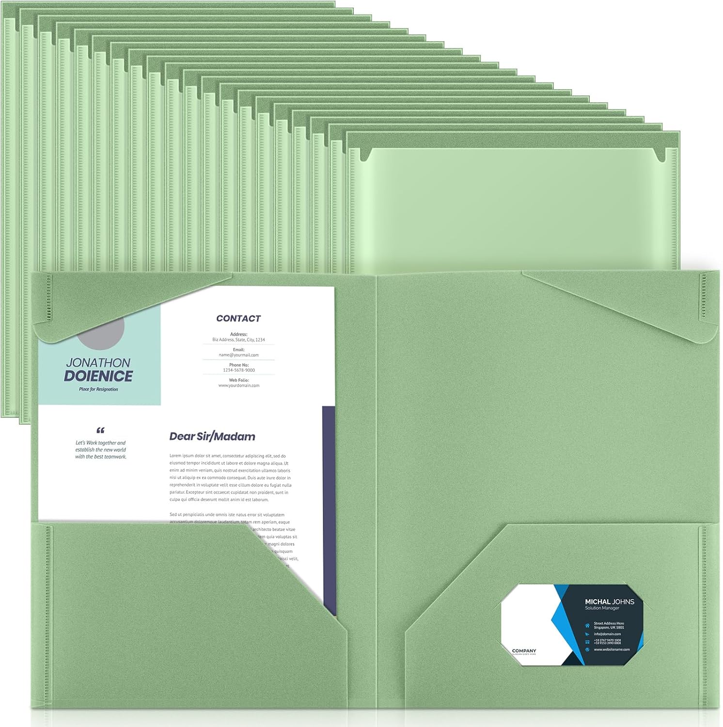 Henoyso 60 Pcs Plastic Folders with Clear Front Pockets