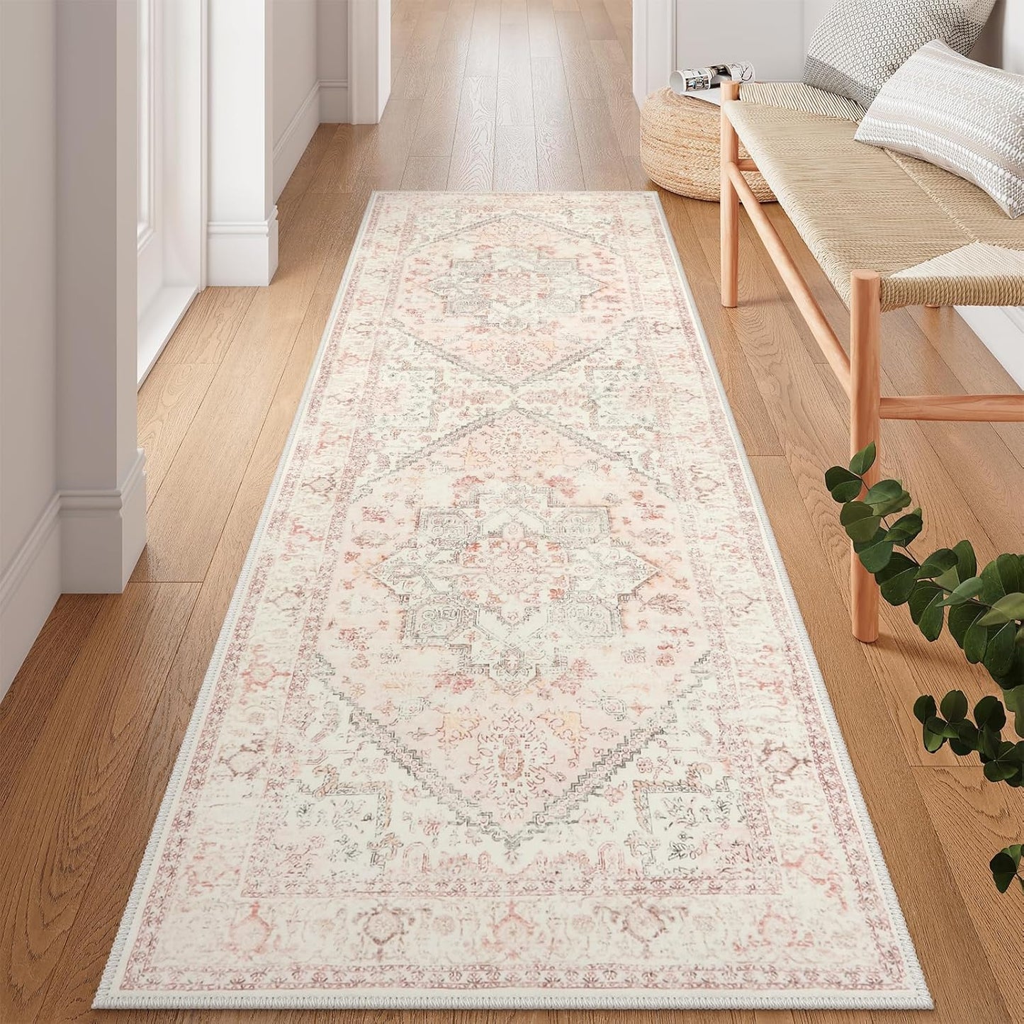 Washable Oriental Runner Rug 2.5x8 for Boho Kitchen Decor
