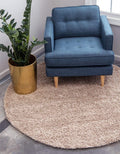 Unique Loom Solid Shag Area Rug 6 ft 1 in Round - Soft Taupe