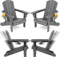 SERWALL Folding Adirondack Chair Set of 4 - Adjustable, All-Weather