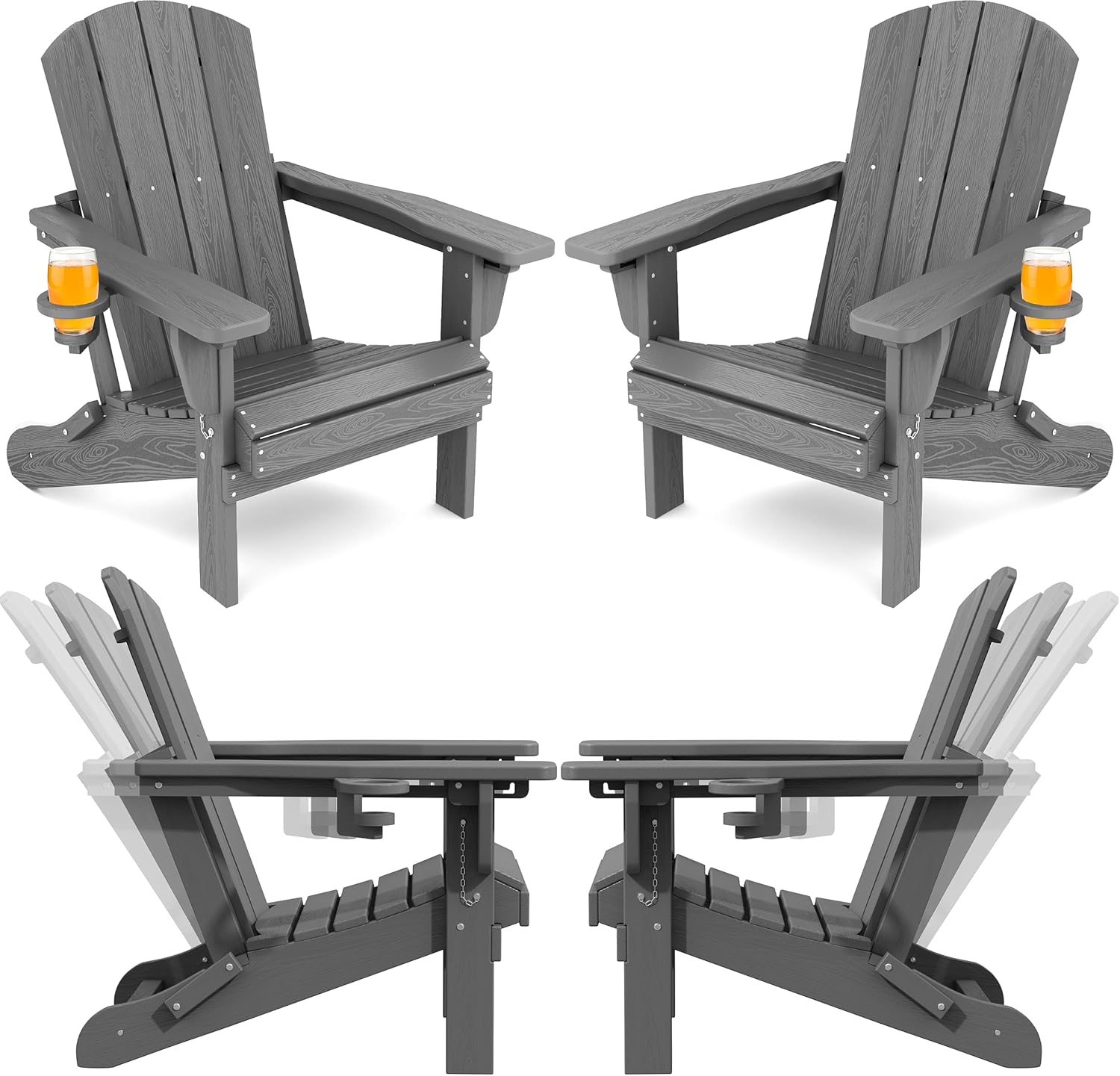 Adjustable Folding Adirondack Chair Set of 4 for Ultimate Comfort