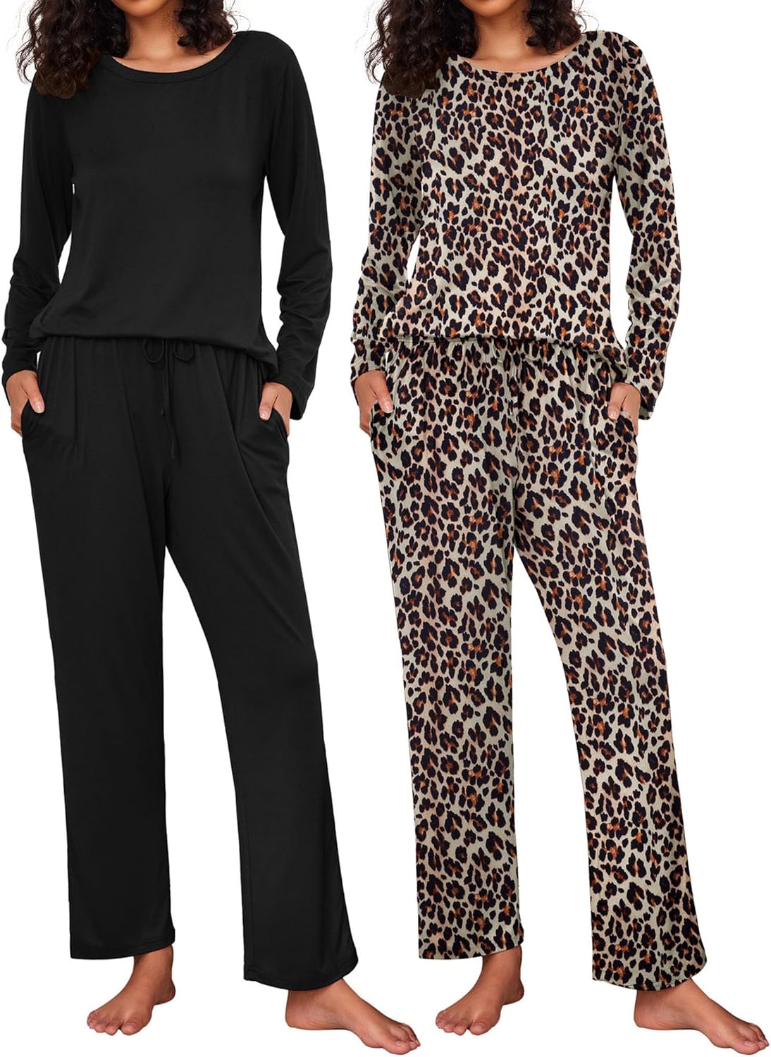 Ekouaer Women's Pajama Set Soft Long Sleeve Sleepwear Loungewear