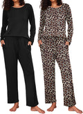 Ekouaer 2 Pack Womens Pajama Set - Soft Long Sleeve PJs S-XXL