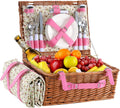 Wicker Picnic Basket for 4 with Insulated Cooler and Blanket - Classic