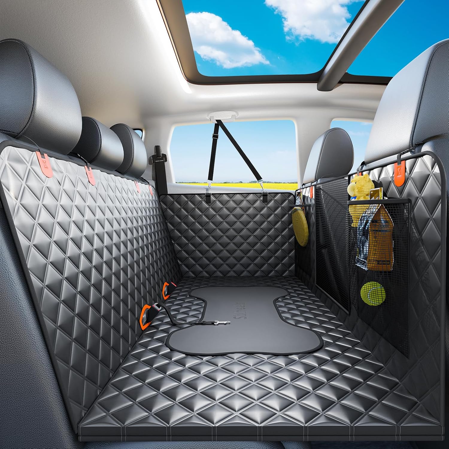 Dog Back Seat Cover Hard Bottom Truck Protector for Pets