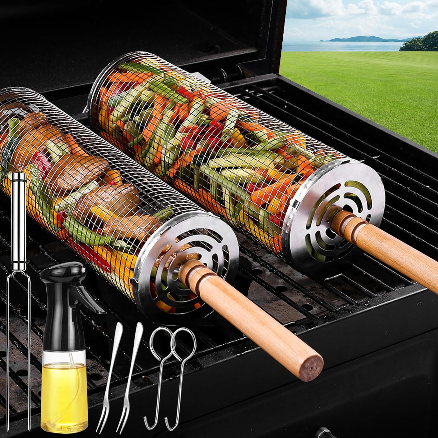 Aucma Outdoor Grilling Baskets - Perfect Gift for Grilling Enthusiasts