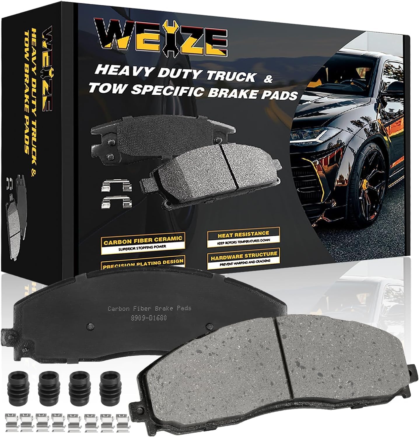WEIZE Front Carbon Fiber Ceramic Brake Pads for Ford Trucks