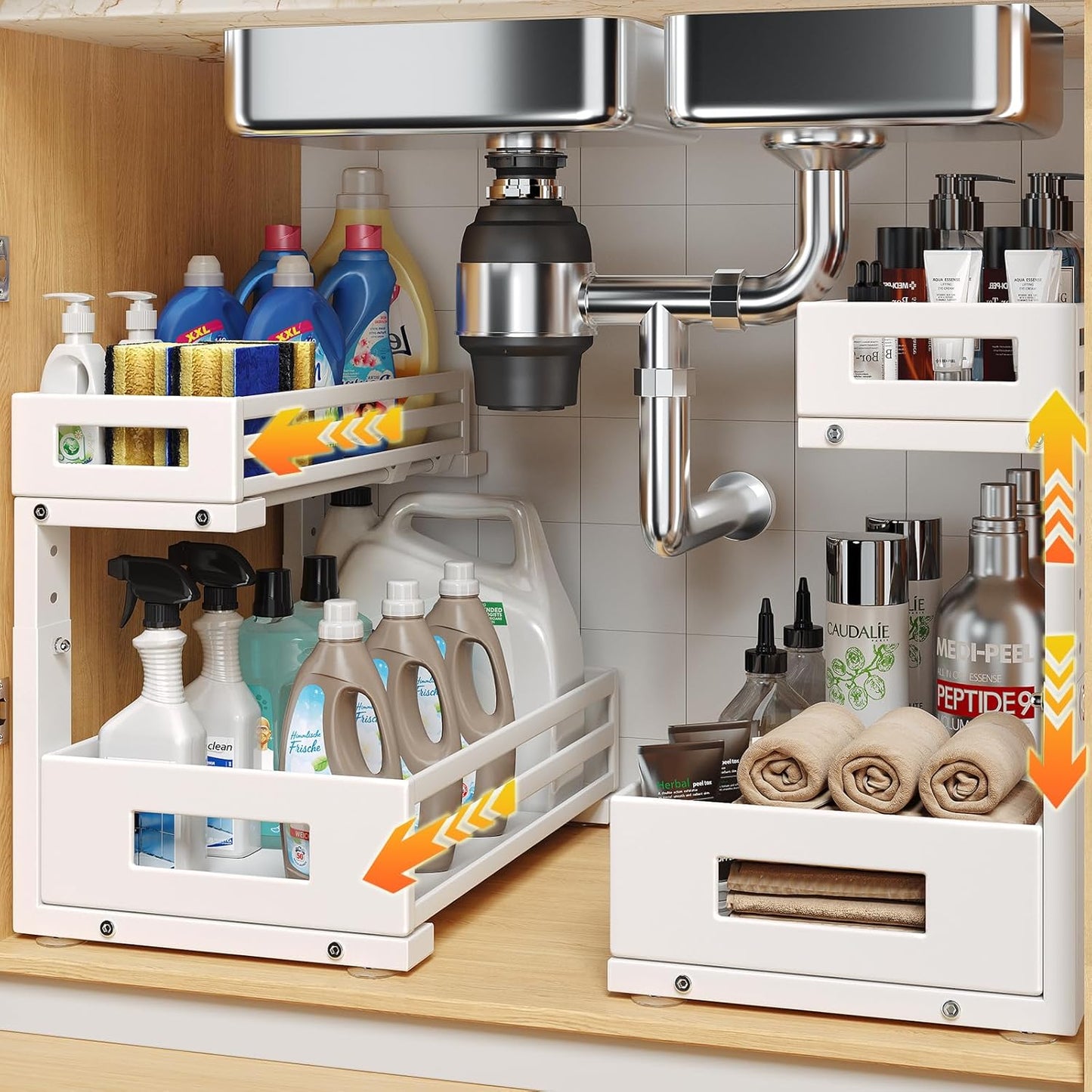 2-Pack Under Sink Organizers for Kitchen and Bathroom Storage