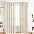 Linen Curtains 84 in Length 2 Panels Set - Light Filtering Farmhouse