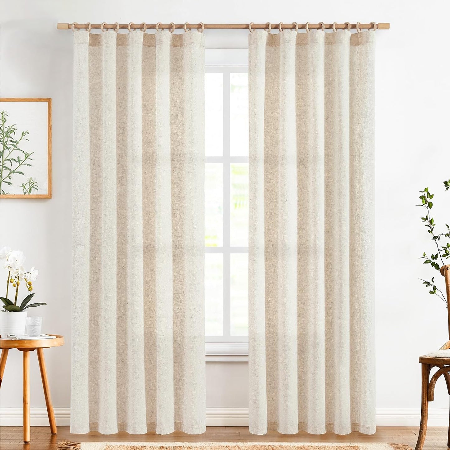 Linen Curtains 84 Inch Length for Living Room and Bedroom Decor