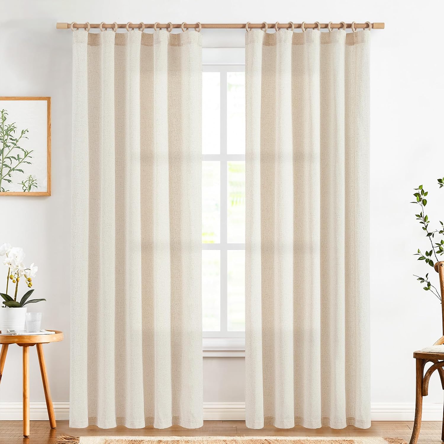 Linen Curtains 84 Inch Length for Living Room and Bedroom Decor