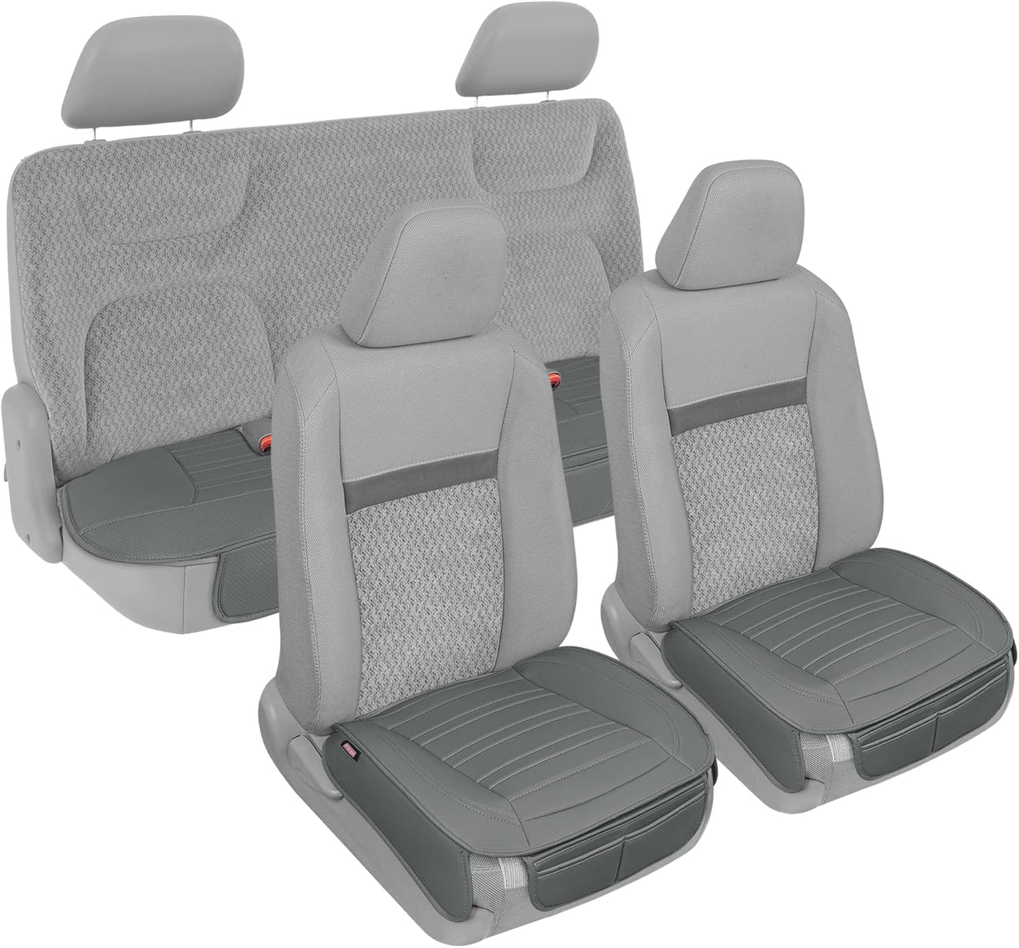 Motor Trend Gray Faux Leather Seat Covers - Padded Full Set with Storage