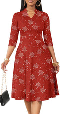 Casual Dresses for Women Fit and Flare 3/4 Sleeve Midi Dress - Pockets