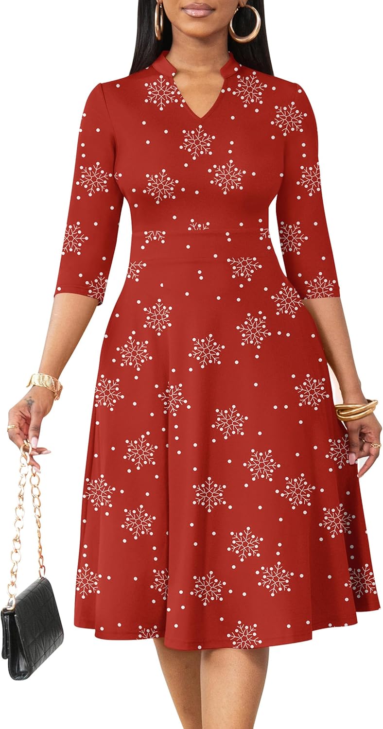Nmoder Casual Dresses for Women: Elegant Fit and Flare Design
