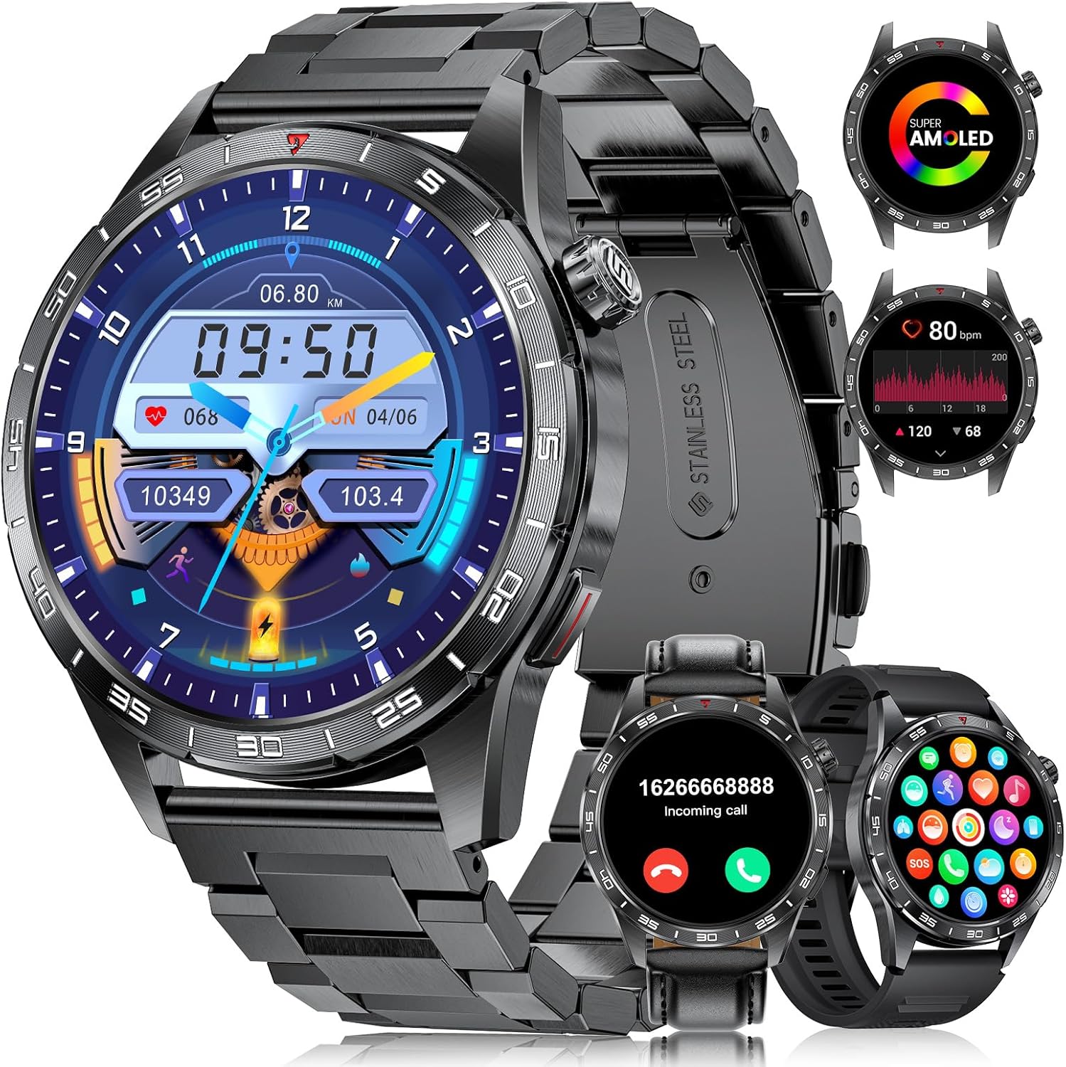 LIGE Smart Watches for Men: 1.43in HD AMOLED Fitness Tracker