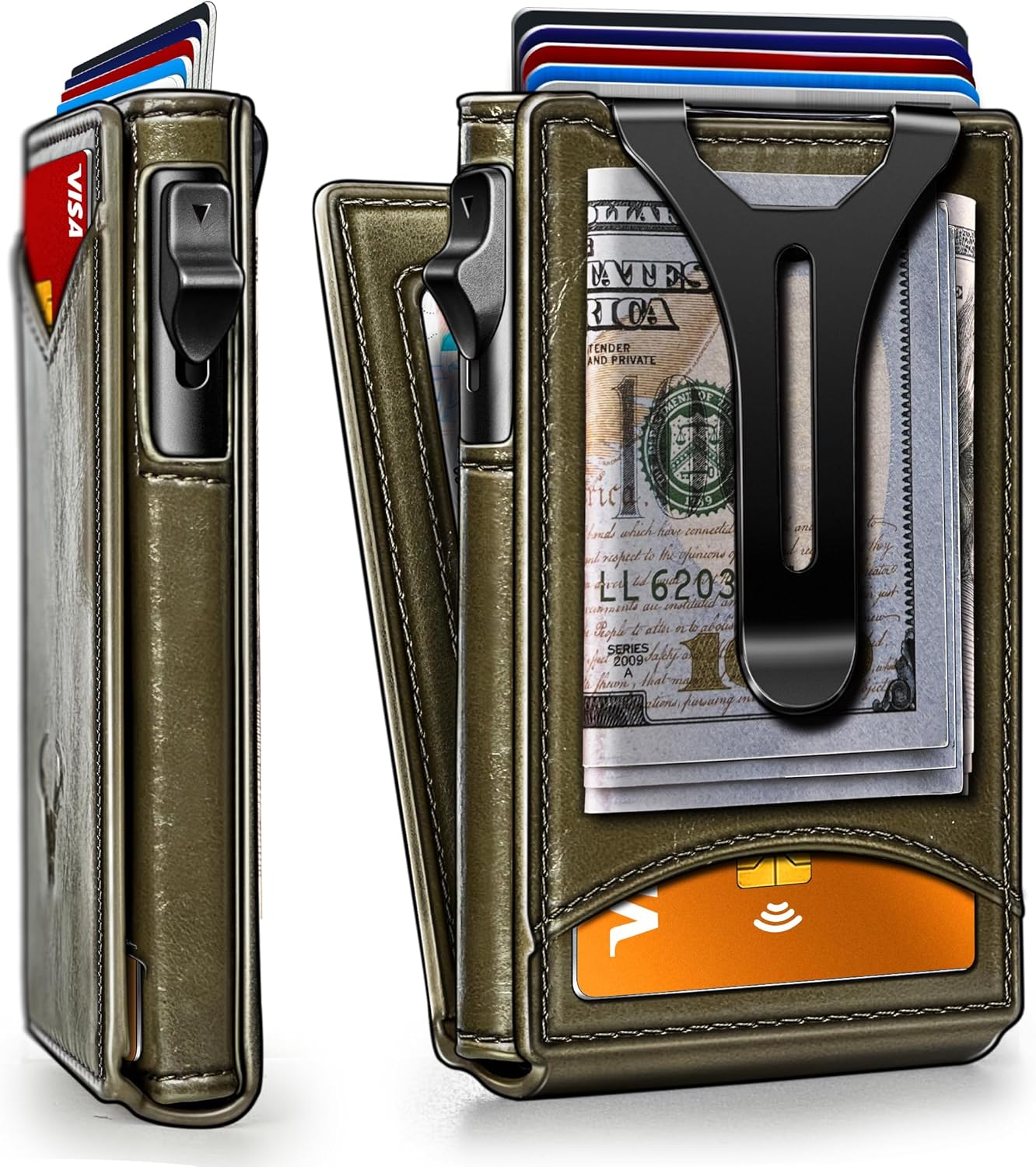 BULLIANT Men Wallet Slim Money Clip Case for 9 Cards Gift