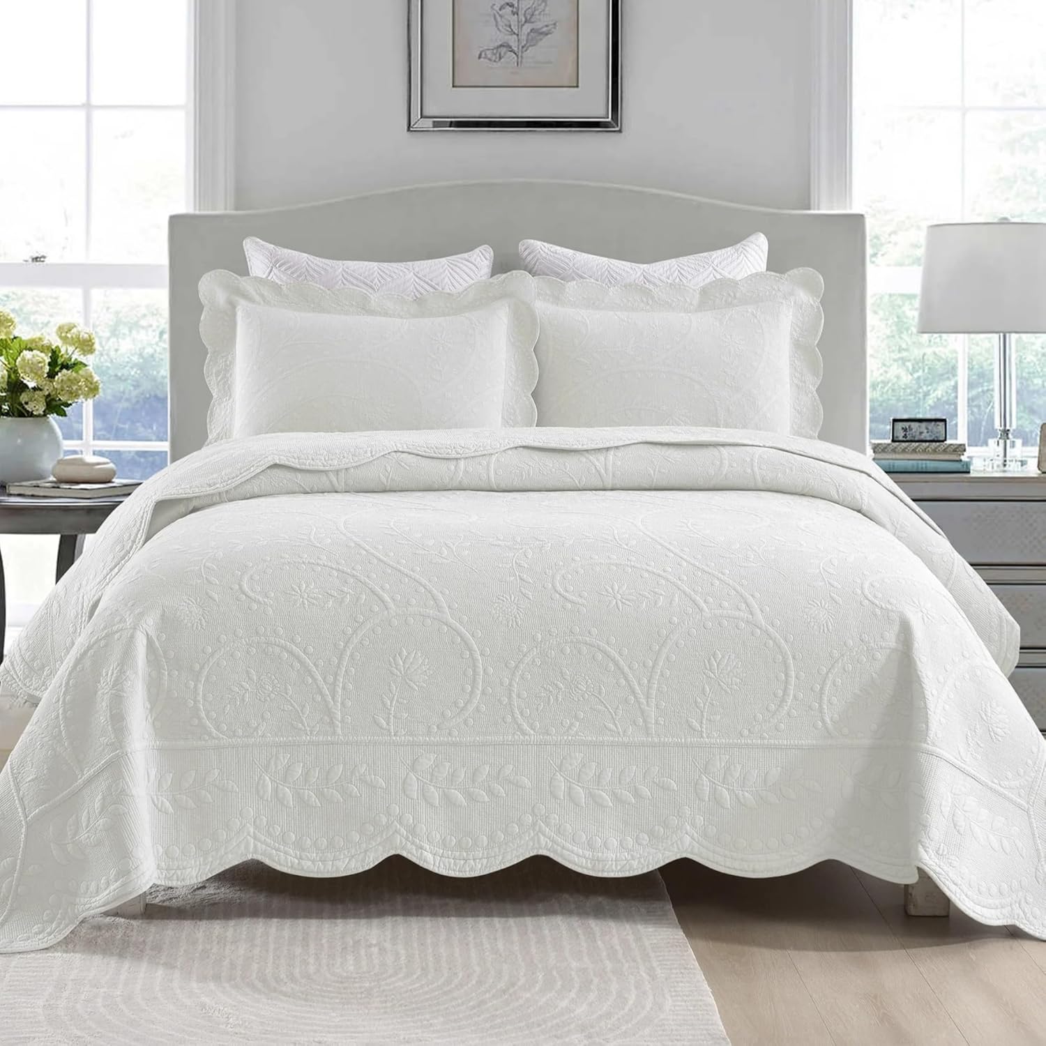 MarCielo 3-Piece Cotton Oversized Bedspread Quilt Set