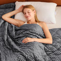 Grey Weighted Blanket for Adults 12lbs 48in x72in - Cooling Minky