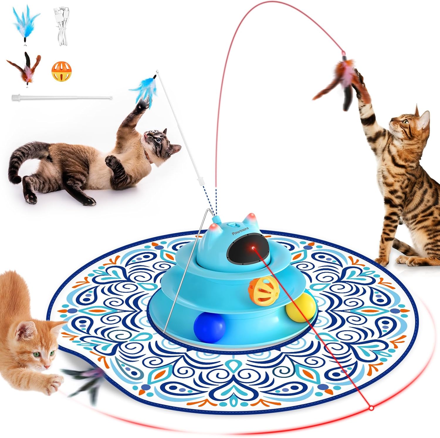 Interactive Cat Toy: 5 in 1 Automatic Fun for Indoor Cats