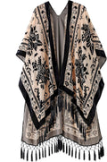 MJ SERECA Women's Burnout Velvet Kimono Cardigan with Tassel