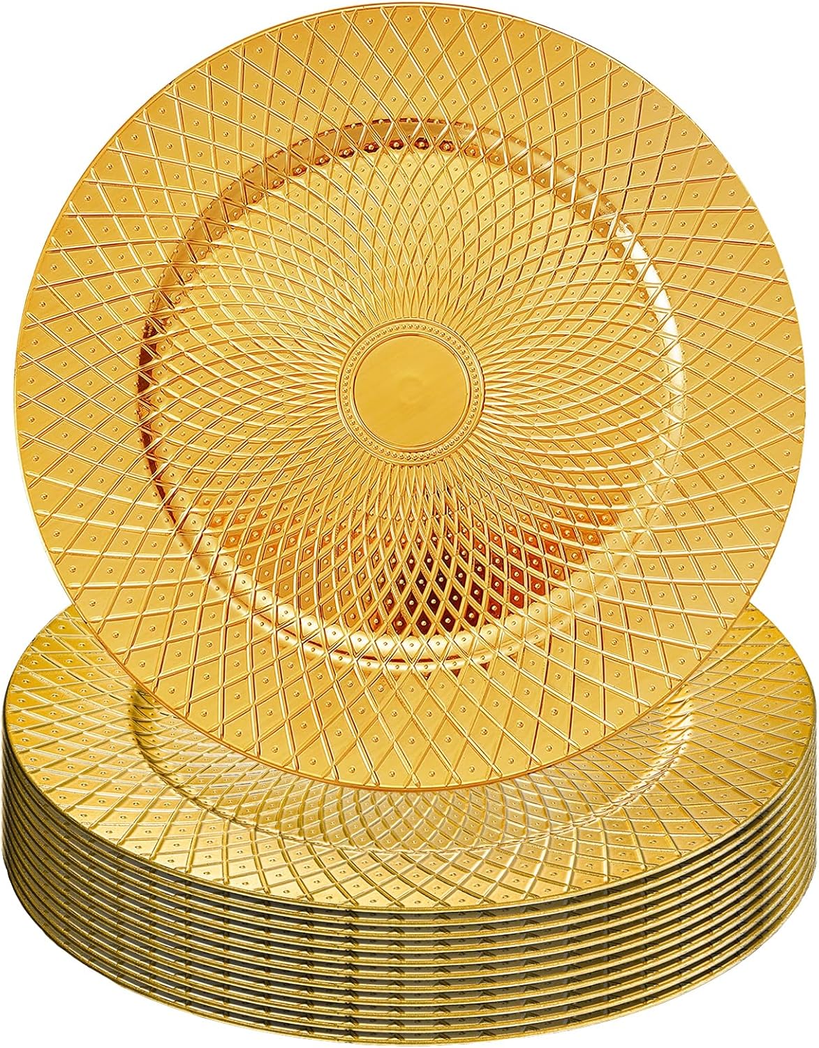 Elegant Gold Charger Plates Set - 12 Pack