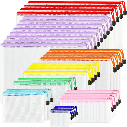Organize in Style with 32 Mesh Zipper Pouches! Travel, School, Office Must-Have!