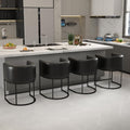 24in PU Leather Bar Stools Set of 4 - Black Counter Height Stools
