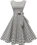 Women's Boatneck Sleeveless 1950s Swing Cocktail Dress - Cotton Blend