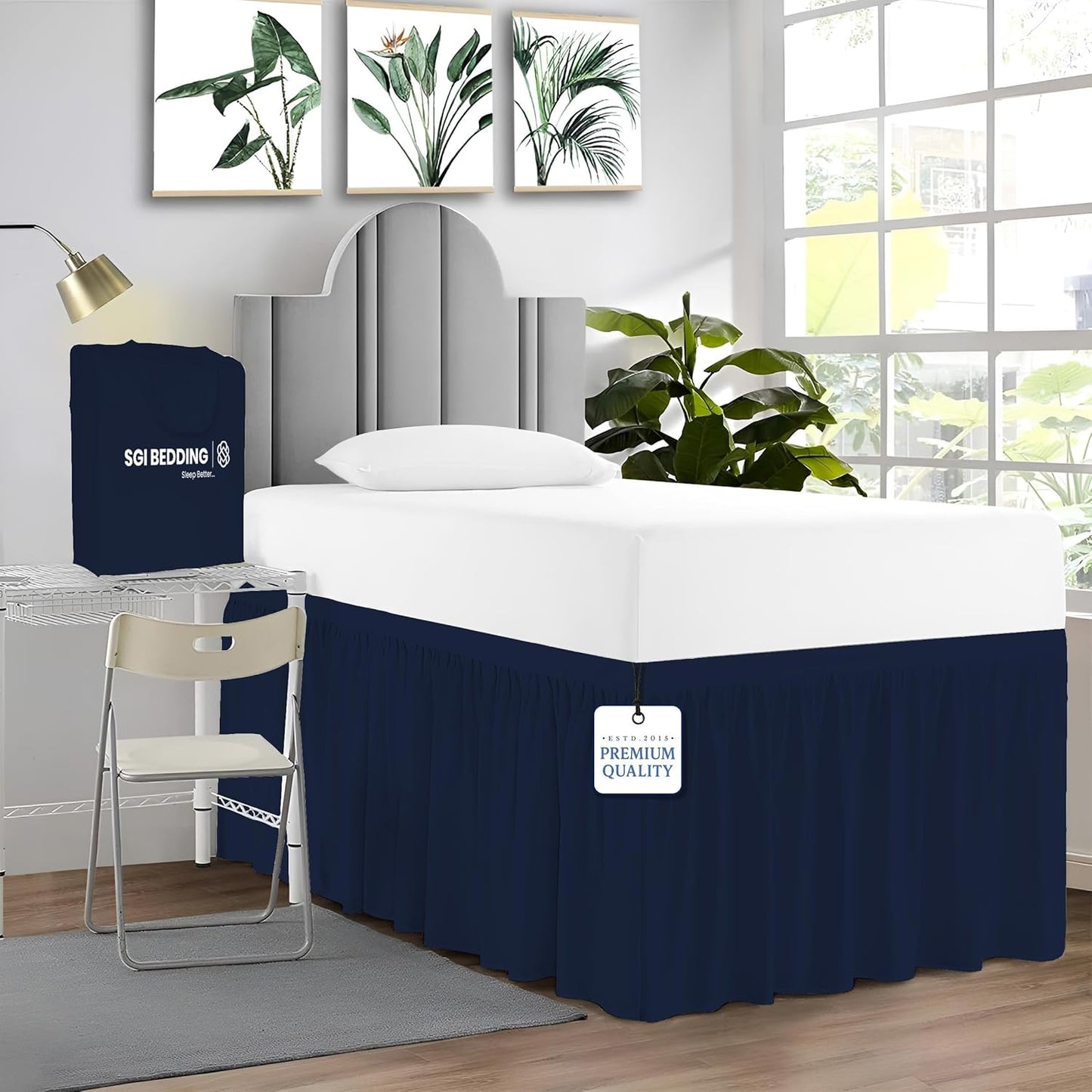 Stylish Twin XL Bed Skirt with Ruffled Pattern for Dorm Rooms