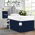 Dorm Bed Skirt Twin XL 50 in Drop Length Ruffled Pattern - Navy Blue