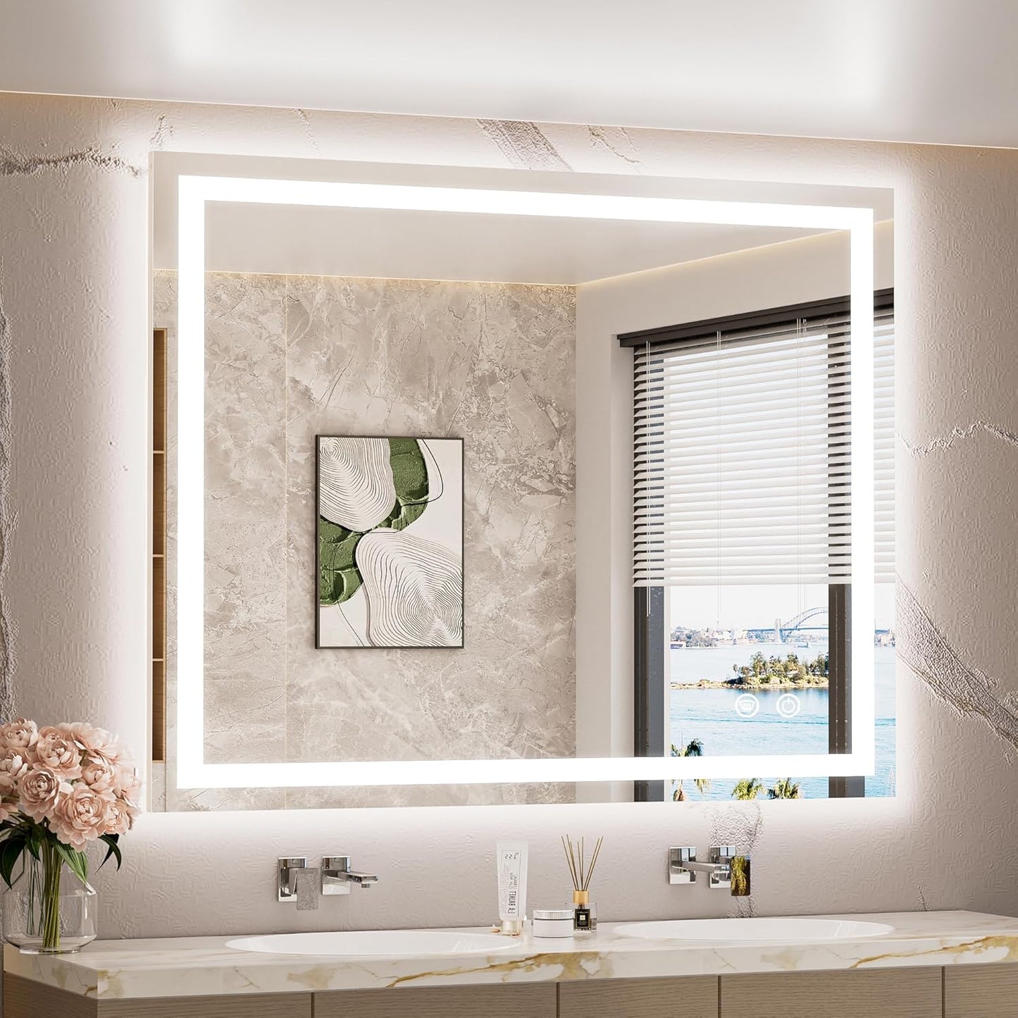 TETOTE LED Lighted Bathroom Mirror with Anti Fog and Dimmable Features