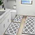 HEBE Bath Rug Set 3 Piece Non Slip Washable Bath Rugs - Quick Dry