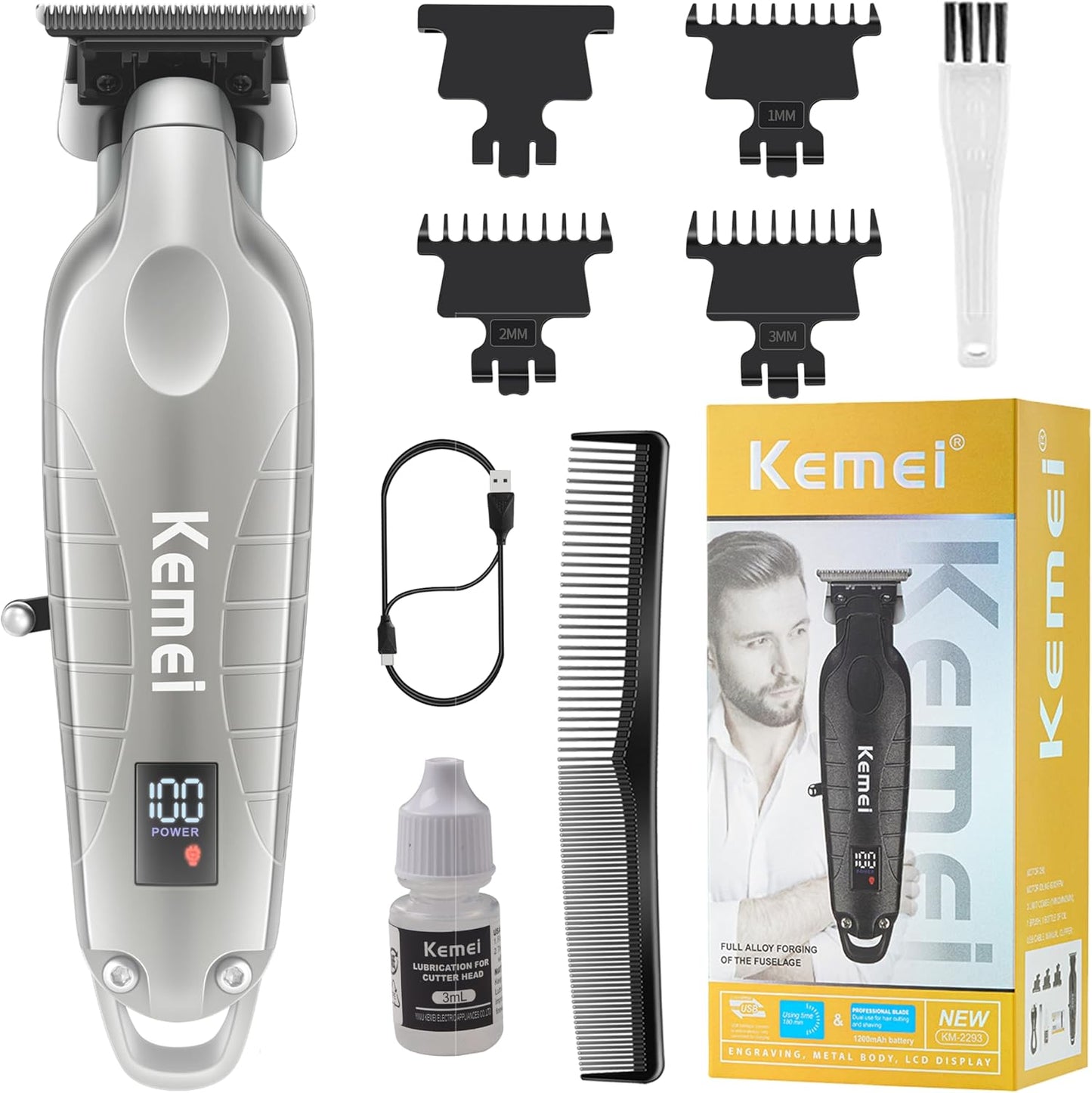 KEMEI 2293 Professional Hair Trimmer for Men with T Blade