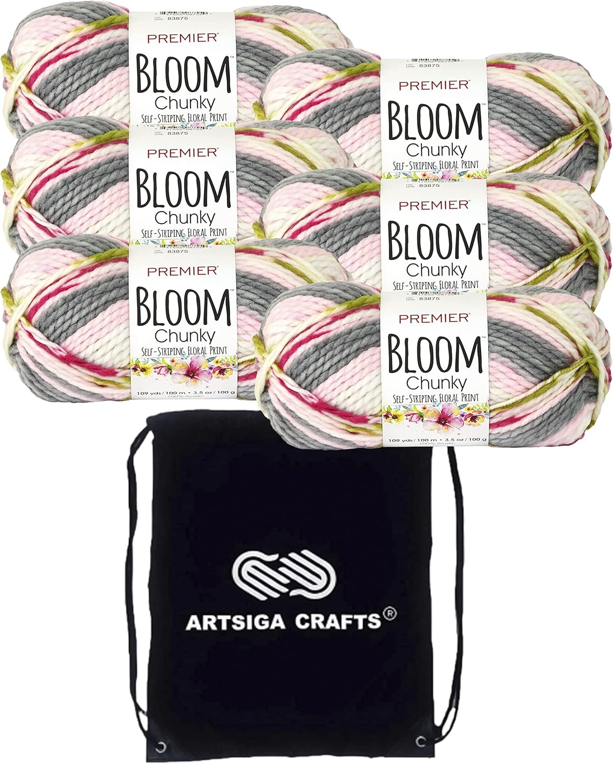 Premier Yarns Bloom Chunky Dahlia 1114-15 Yarn with Project Bag