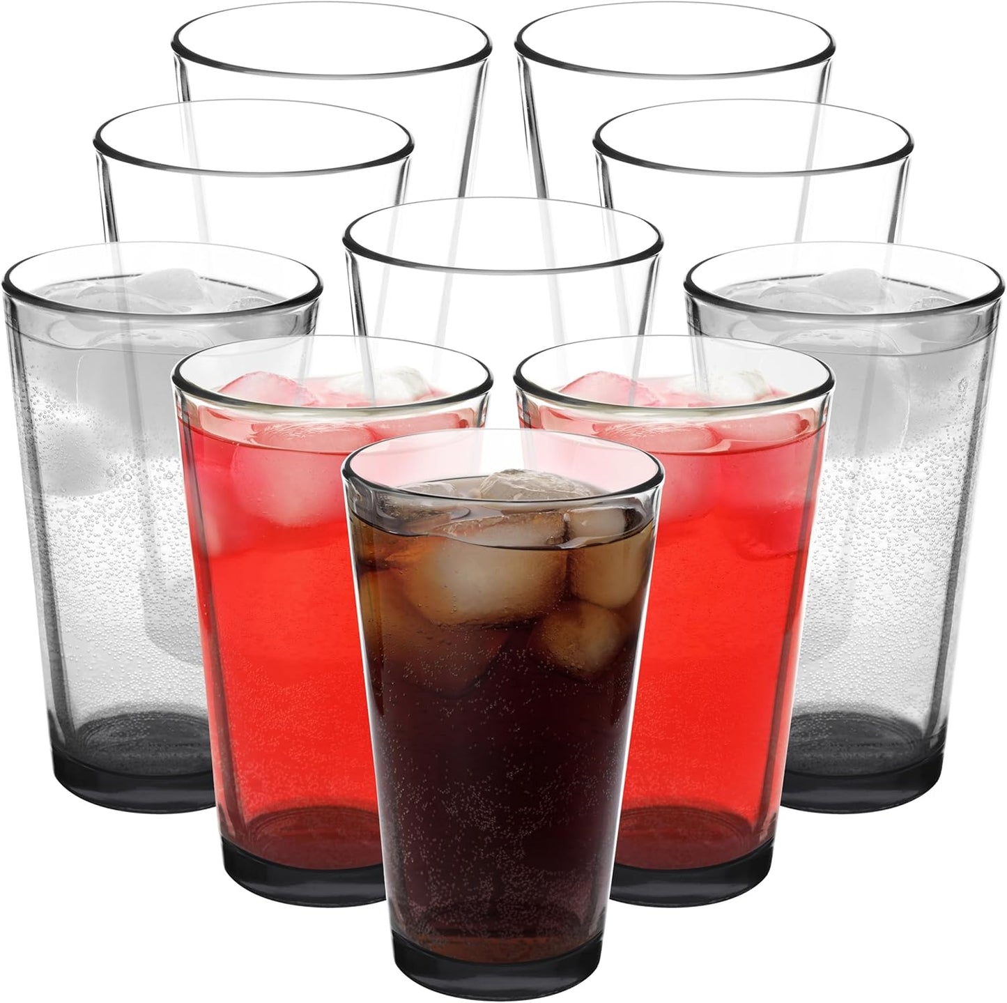 16 oz Beer Pint Glasses Set of 10 - Heavy Duty Glassware