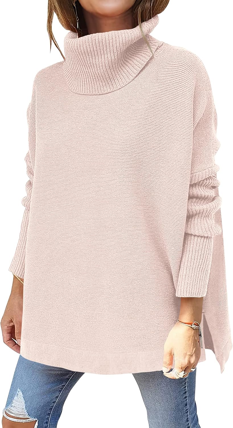 Oversized Turtleneck Batwing Sleeve Sweater for Women