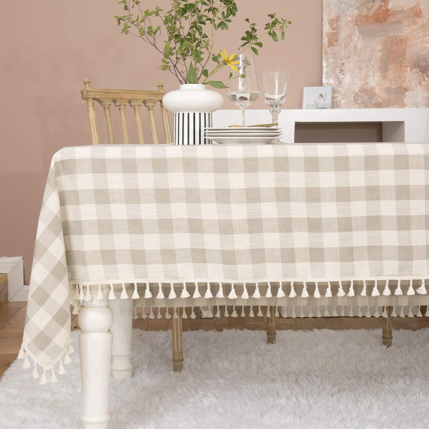 Rustic Checkered Tablecloth for Farmhouse Dining Decor