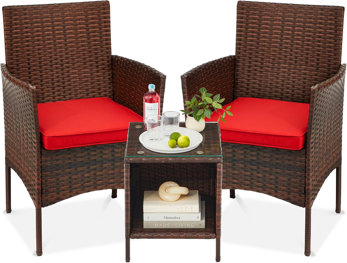 Best Choice Products 3-Piece Outdoor Wicker Bistro Set